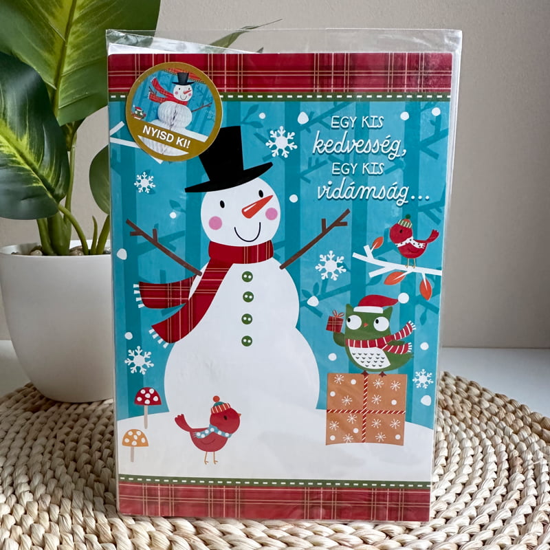 Vidám hóemberes képeslap