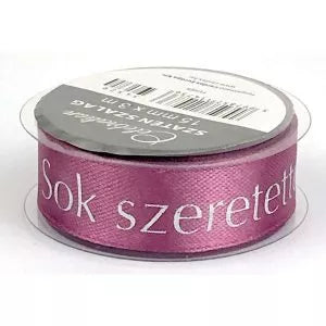 Sok szeretettel feliratú lila szatén szalag