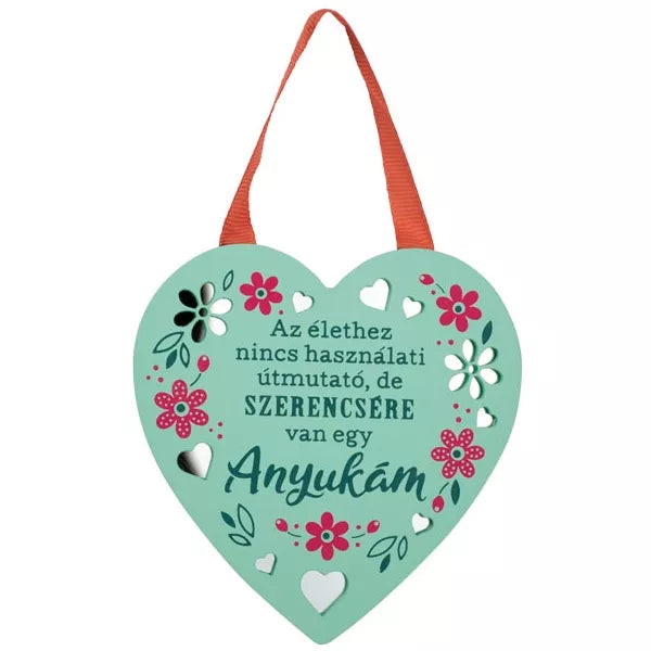 Szív alakú mentazöld falidísz