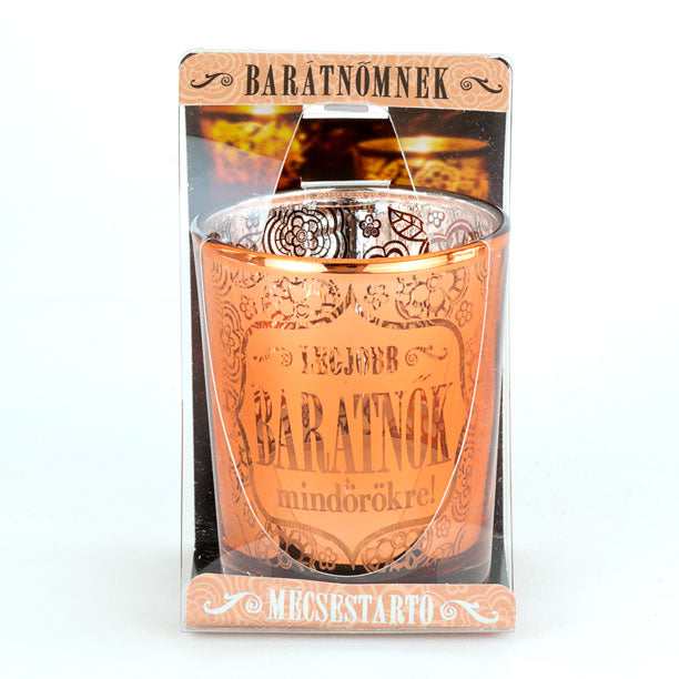 Barátnőknek szóló rosegold színű mécsestartó