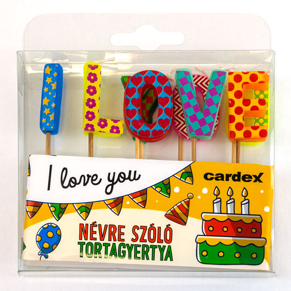 Torta dísz - I Love you felirattal
