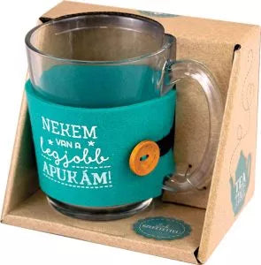 Üvegből készült teásbögre, legjobb apának. Lepd meg vele az apát, vagy a nagypapát. Remek szülinapi, névnapi, vagy Apák napi ajándék.