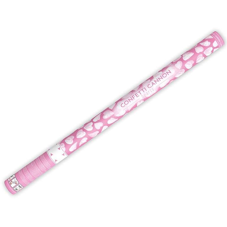 Konfetti és szalag ágyú esküvőre - fehér szívecskékkel