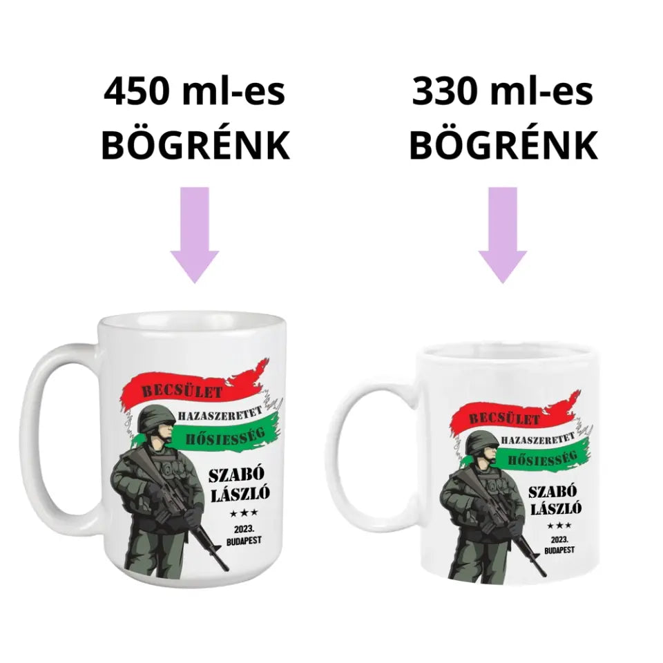 Ajándék katonának - zászlós bögre 2 méretben