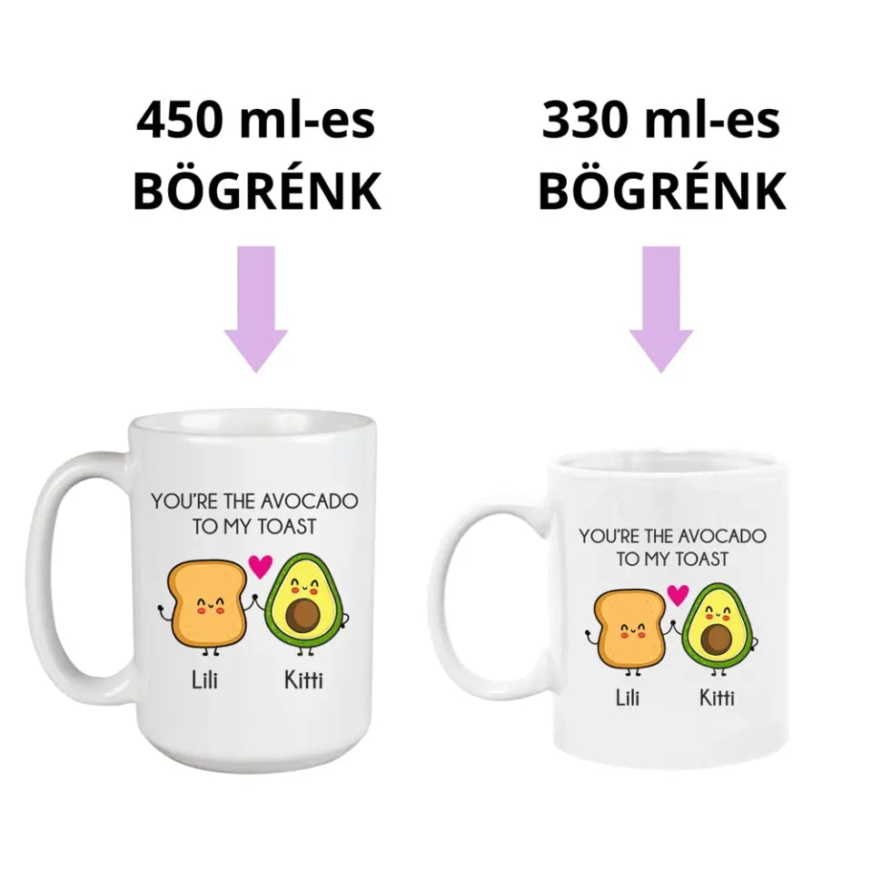 Egyedi barátnős bögre - avokádó és toast