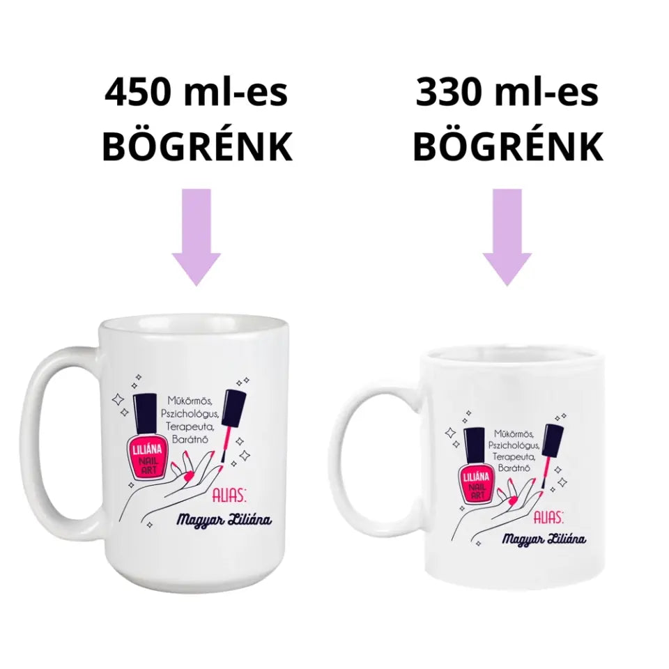 Legjobb műkörmös ajándék - körmös bögre 2 méretben