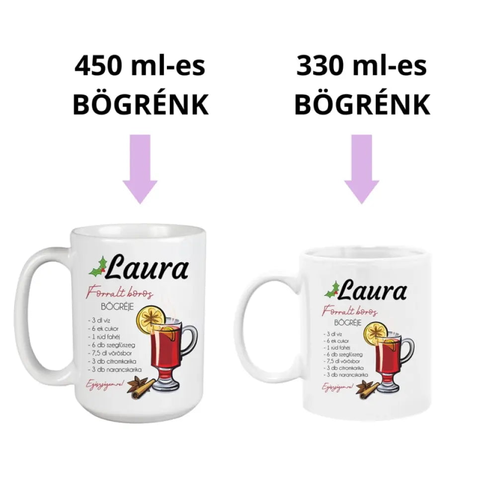Forralt boros bögre - karácsonyi ajándék ötlet 2 méretben