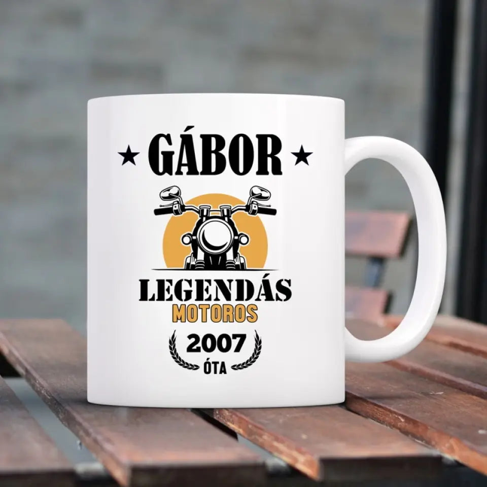 Motoros ajándék férfiaknak - neves bögre