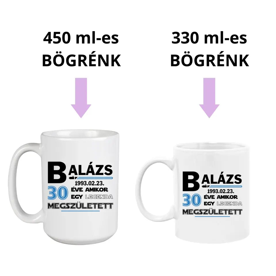 egyedi, lézerkardos bögre