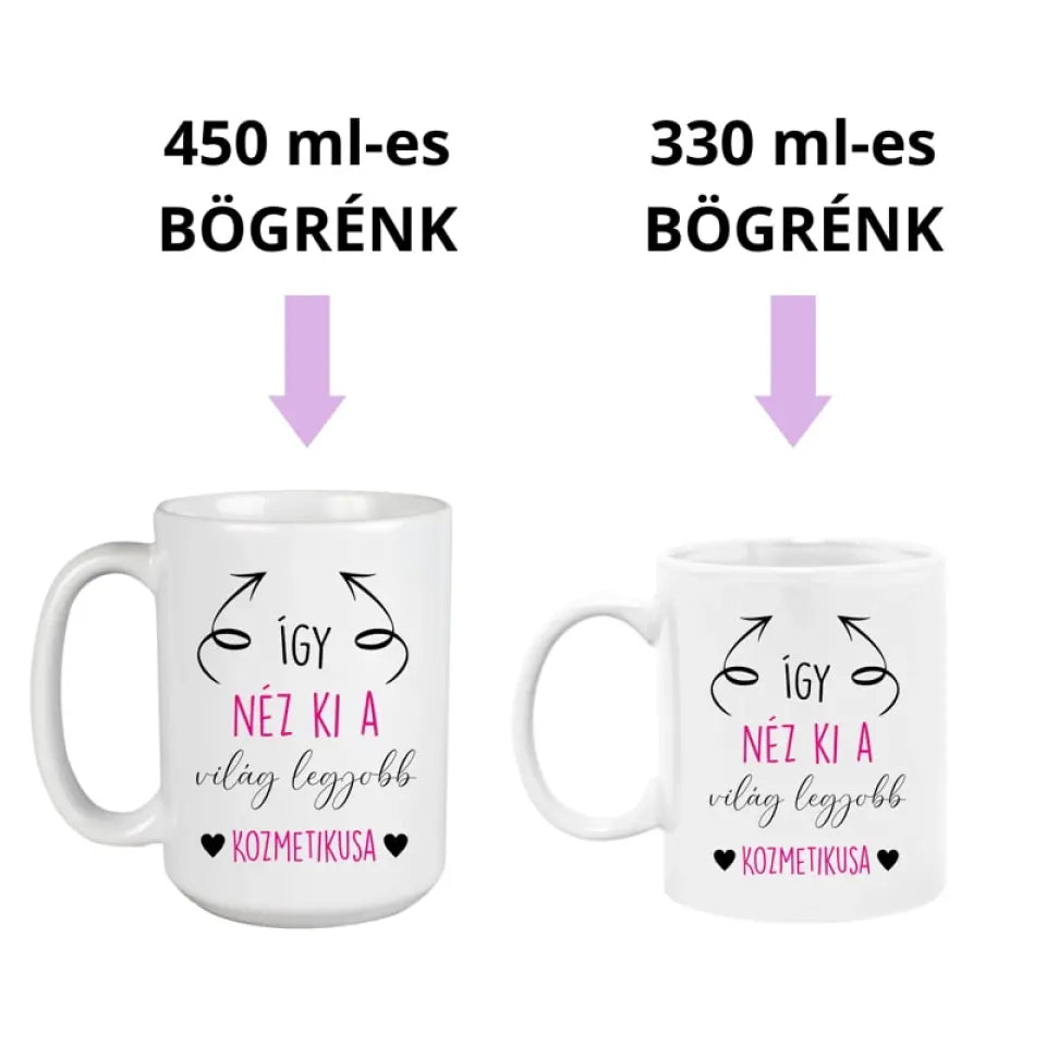 Ajándék kozmetikusnak - kerámia bögre 2 méretben