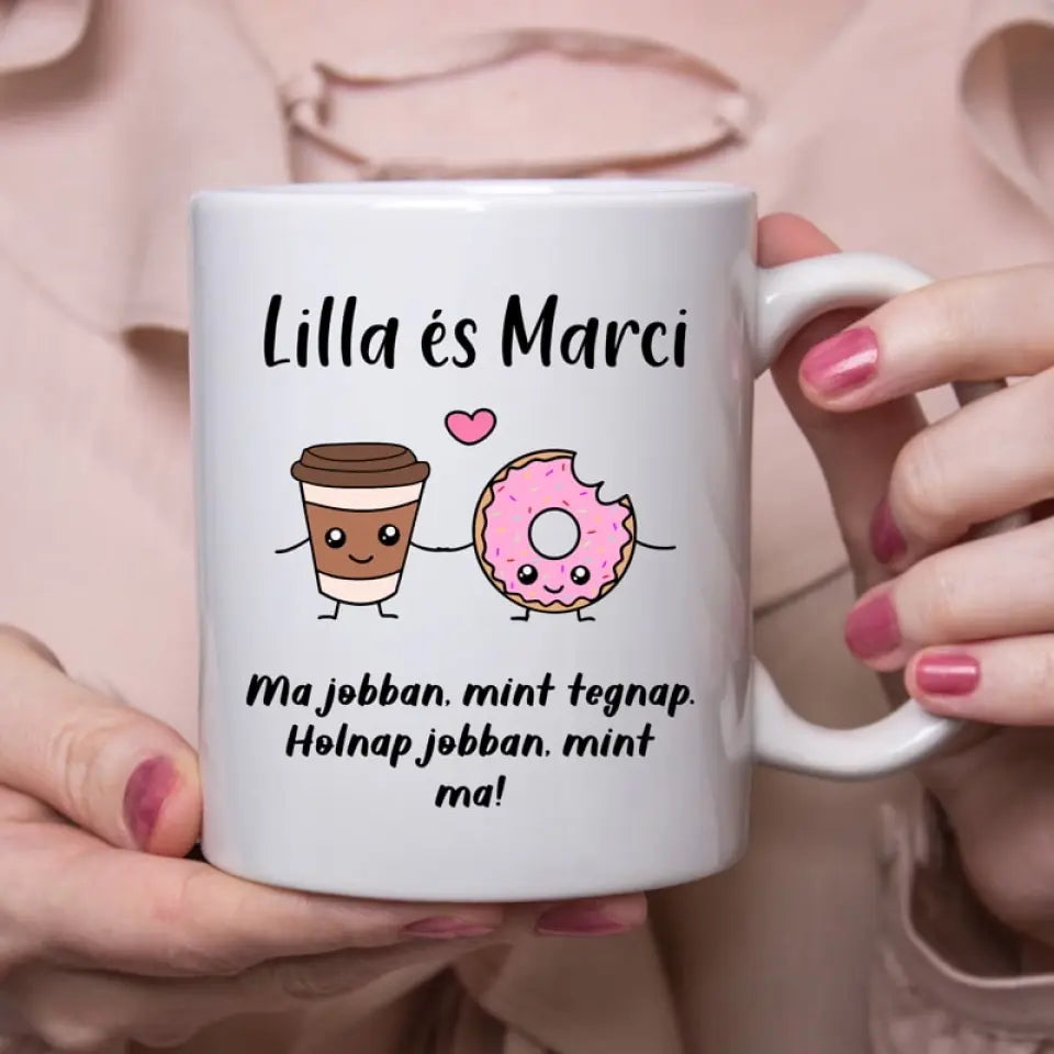 Kávé és fánk – szerelmes bögre pároknak