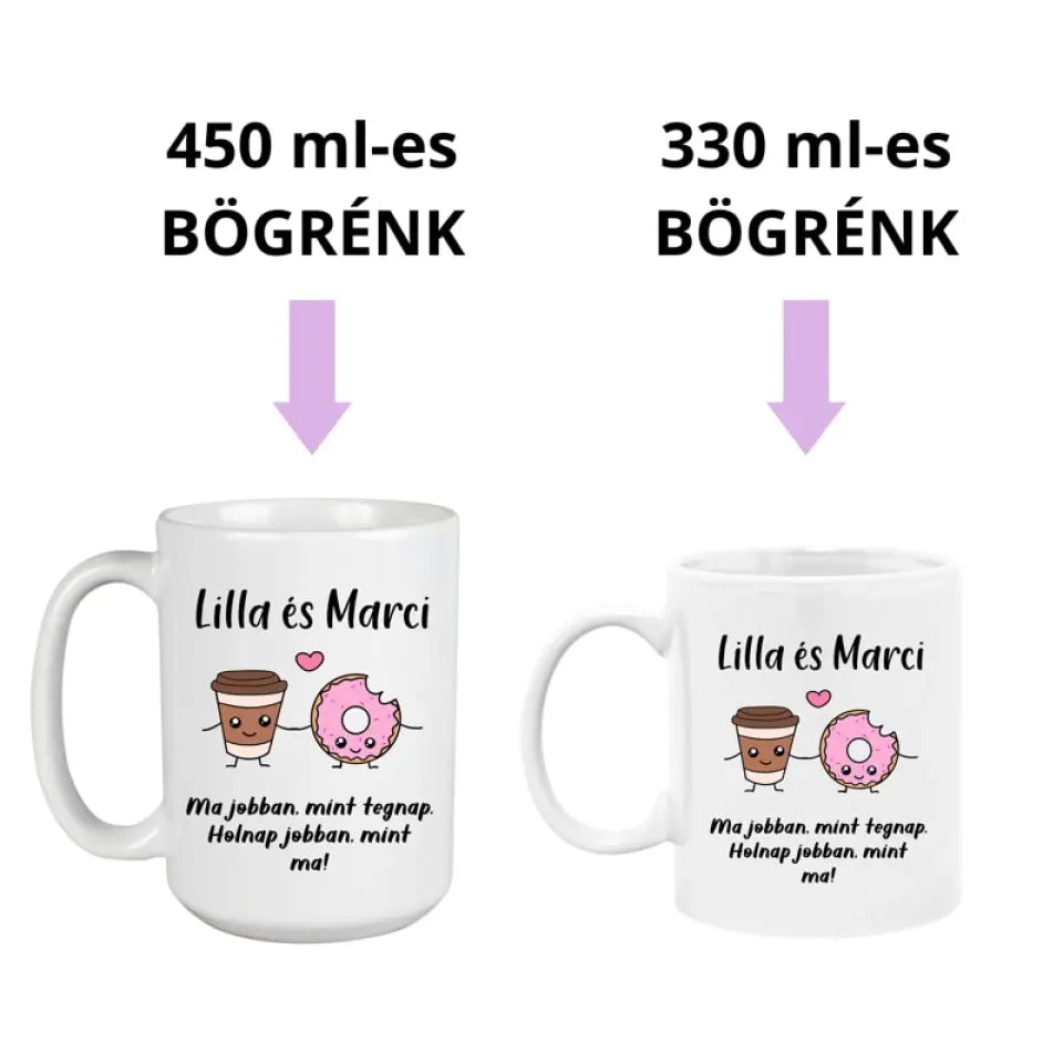 Kávé és fánk – szerelmes bögre pároknak