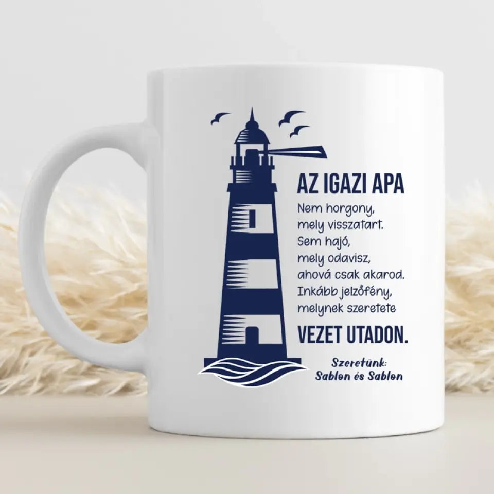 Világítótornyos Apák napja bögre