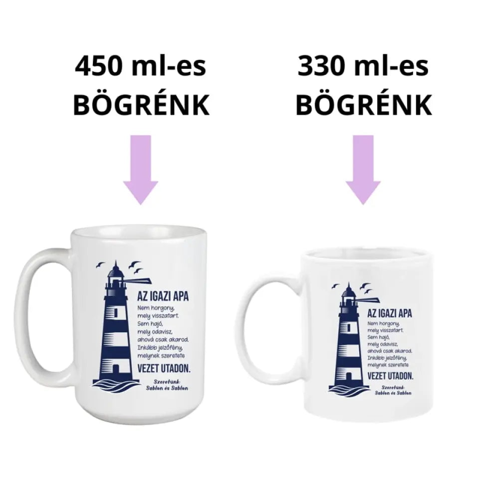Világítótornyos Apák napja bögre