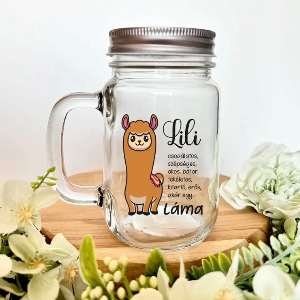 Lámás limonádés pohár, saját névvel