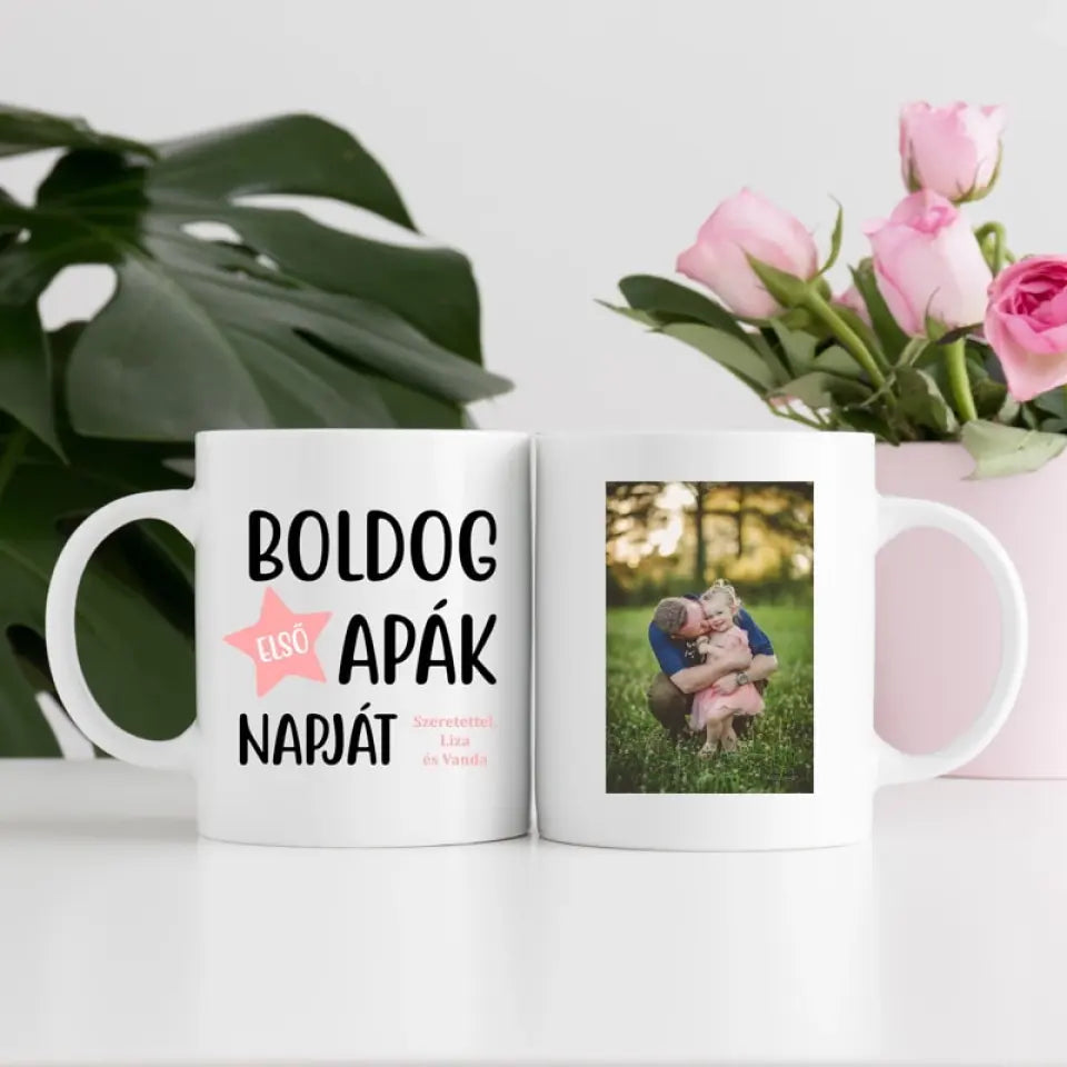 Boldog első Apák napját! – egyedi Apák napi bögre