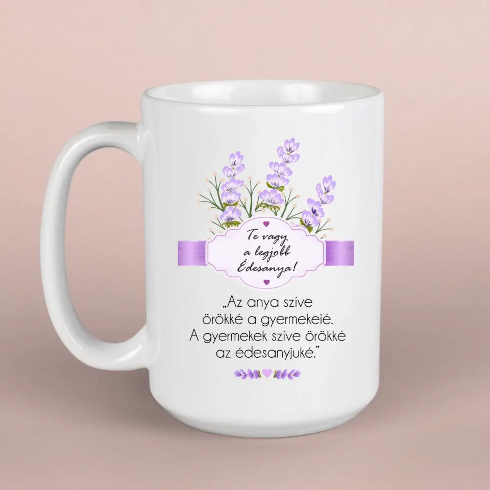 Levendulás bögre anyáknak, egyedi anyák napi ajándék