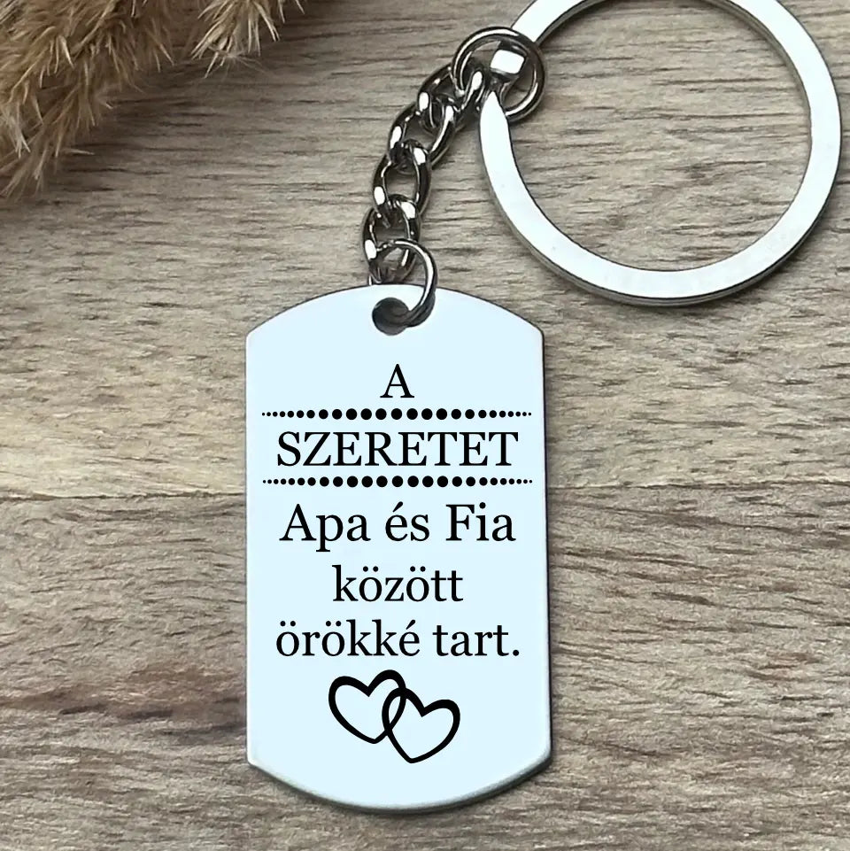 Apa fia ajándék kulcstartó