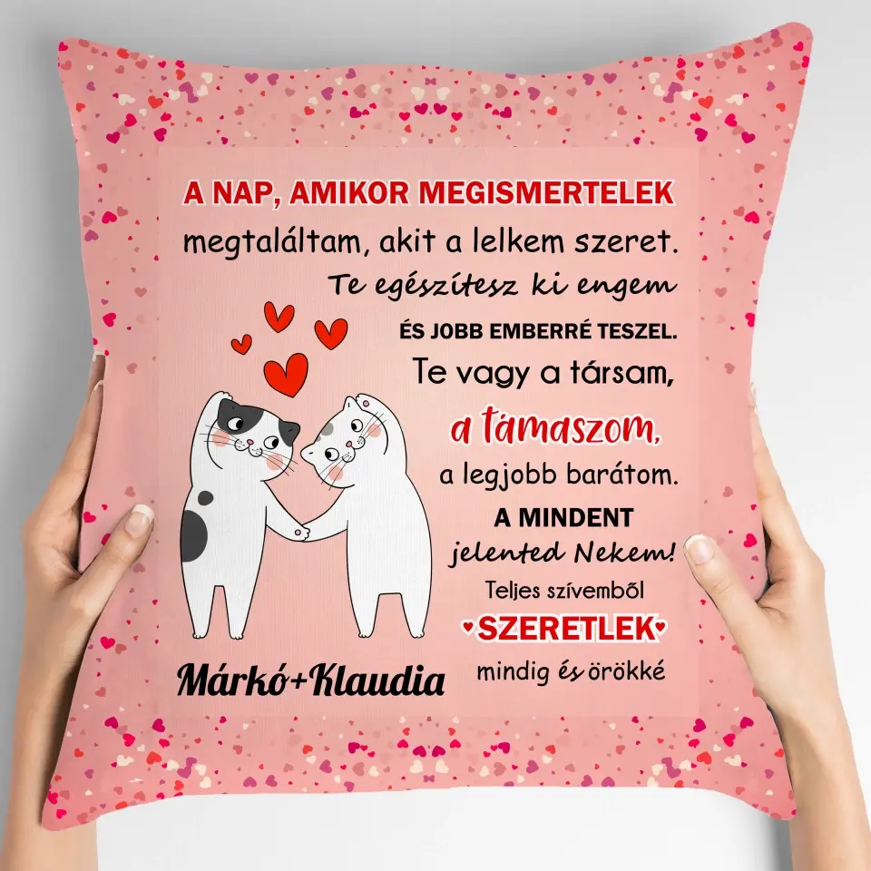 szerelmes cicás párna