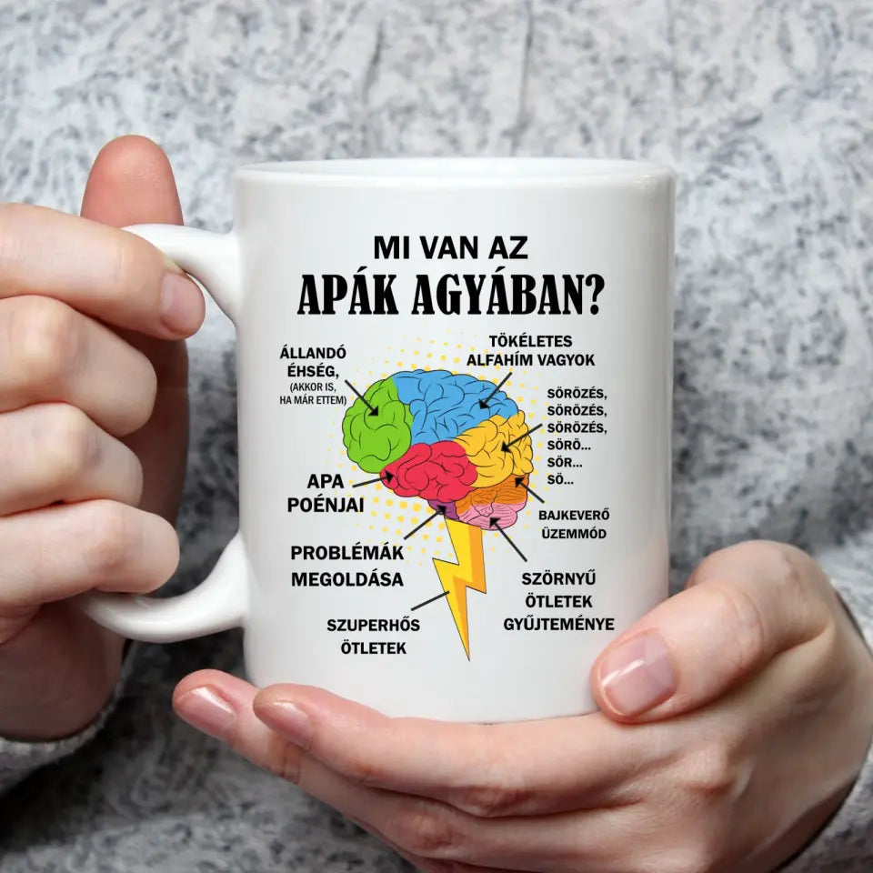 Mi van az apák agyában? Vicces bögre apáknak