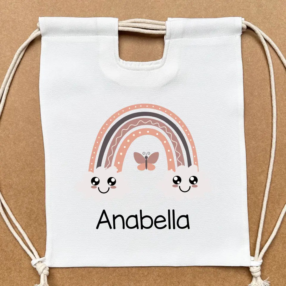 Tornazsák lányoknak saját névvel, szivárvánnyal