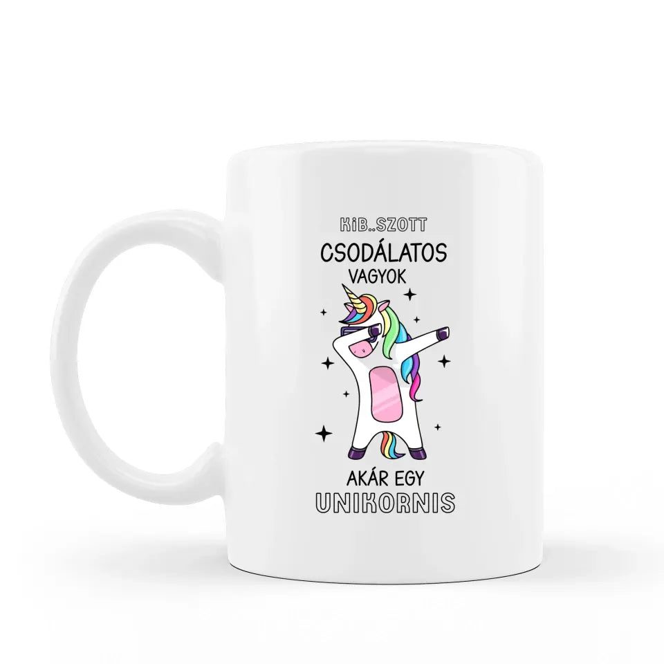 Vicces unikornis bögre, aranyos grafikával