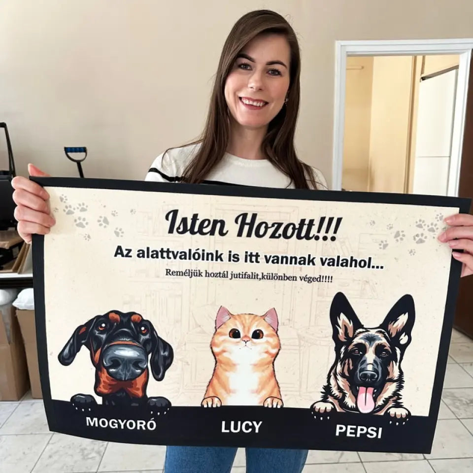 Vicces, kiskedvences lábtörlő - személyre szabható