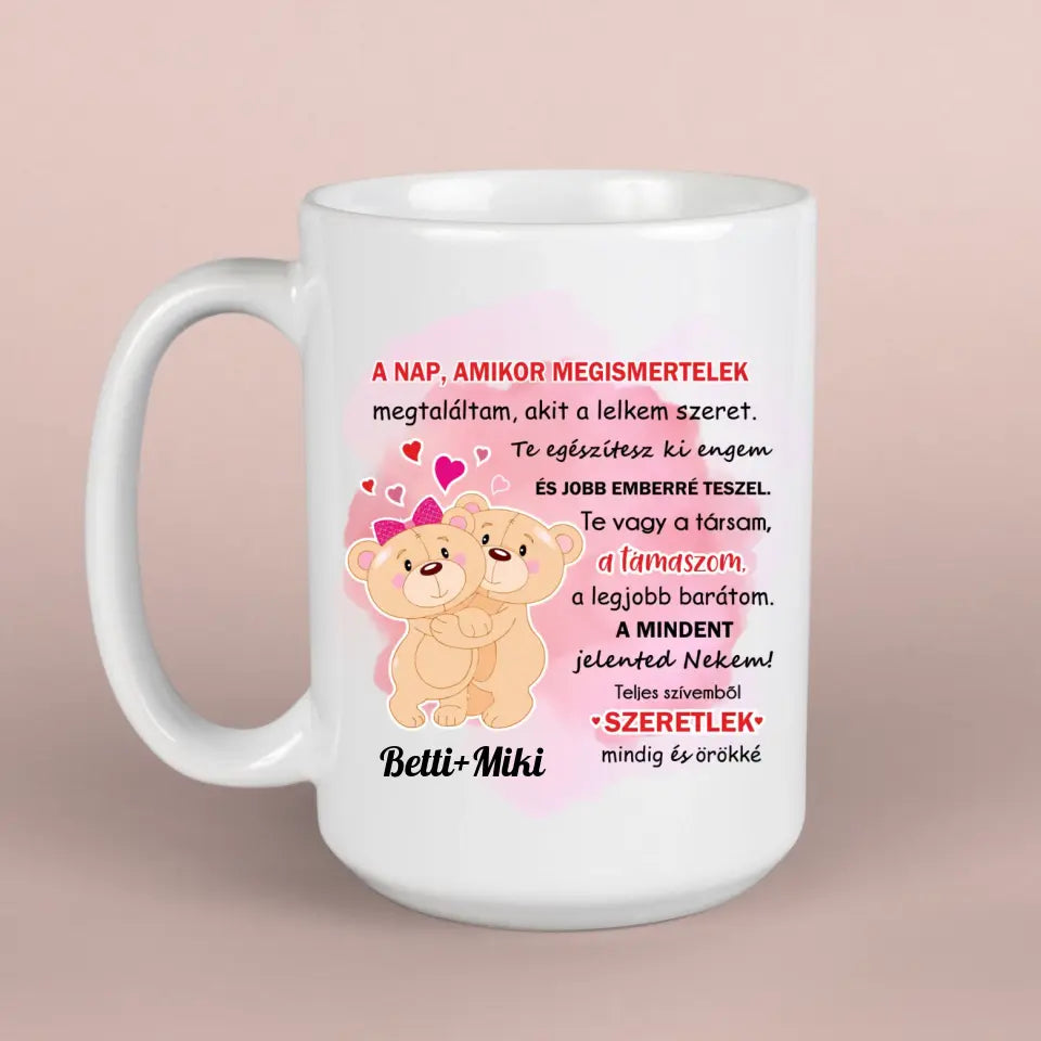 Valentin-napi mackós bögre 2 méretben