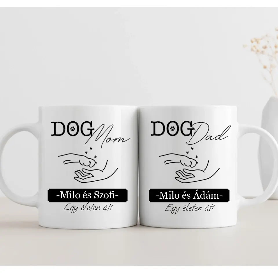 Egyedi, páros bögre - kutyás gazdiknak, kedves ajándék