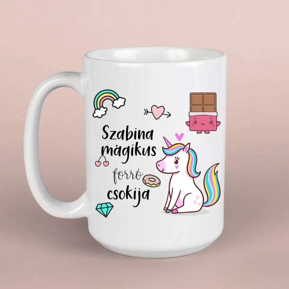 Unikornisos bögre aranyos grafikával