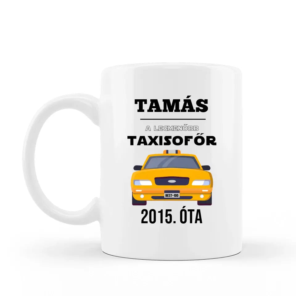 Taxis ajándék - saját neves bögre egyedi ajándék