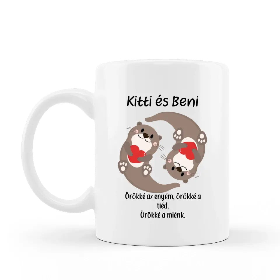 Vidrás bögre pároknak, szerelmes ajándék