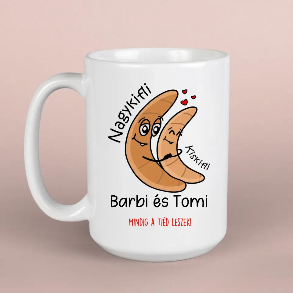 Kiskifli és nagykifli - valentin napi bögre