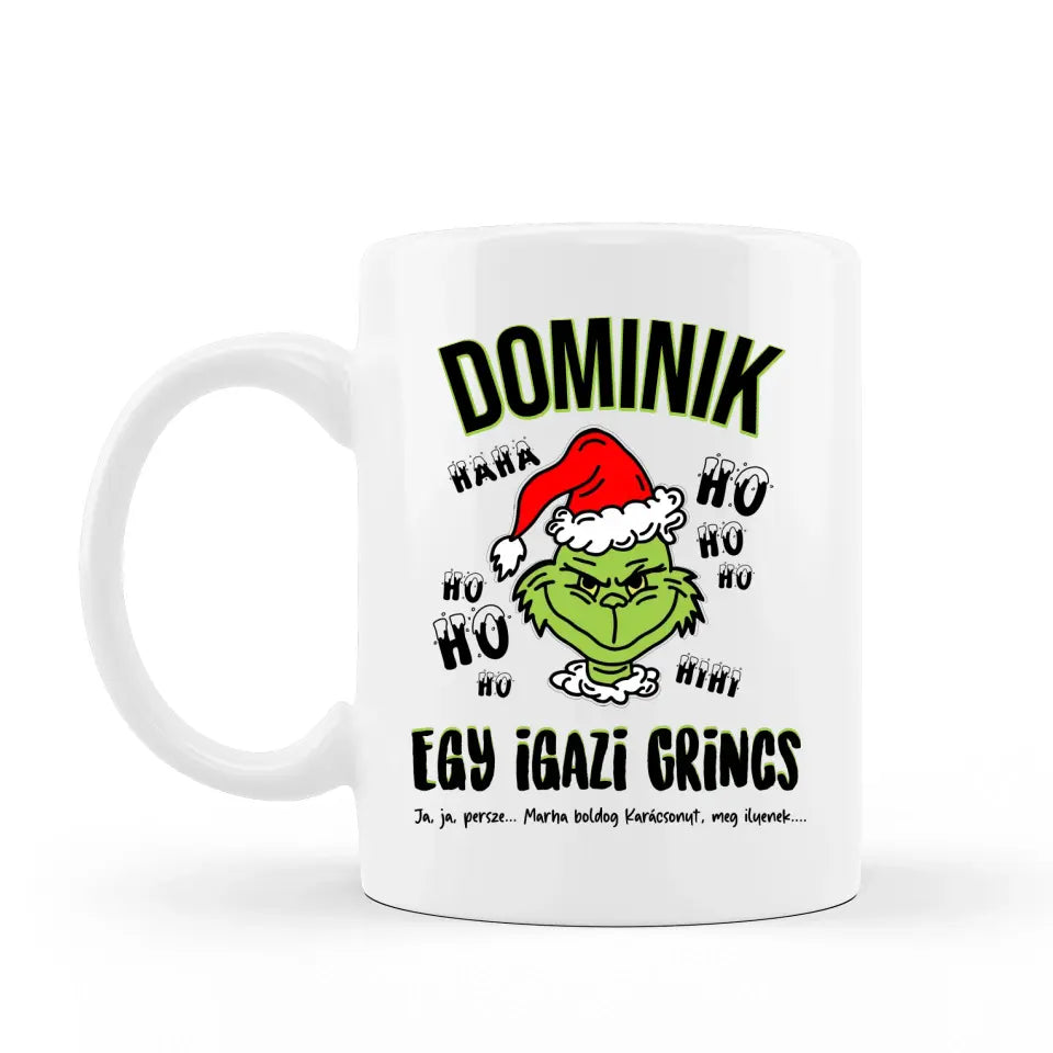 Grincses bögre, saját névvel egyedi grafikával