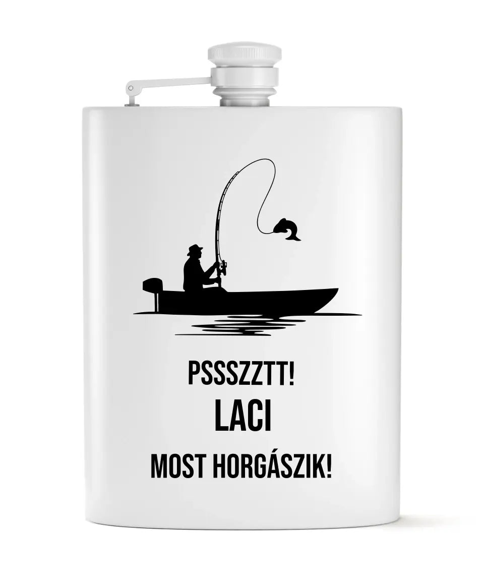 Horgászos ajándék - flaska névvel 