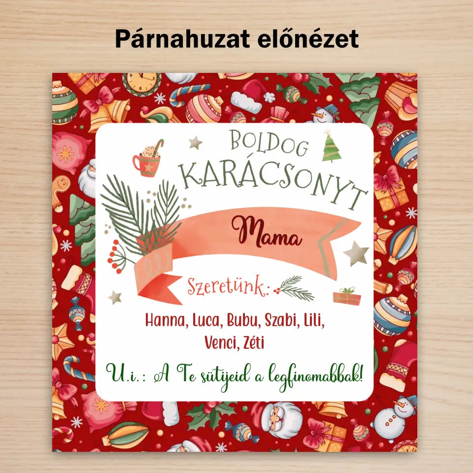 Karácsonyi unokás párna nagymamáknak 