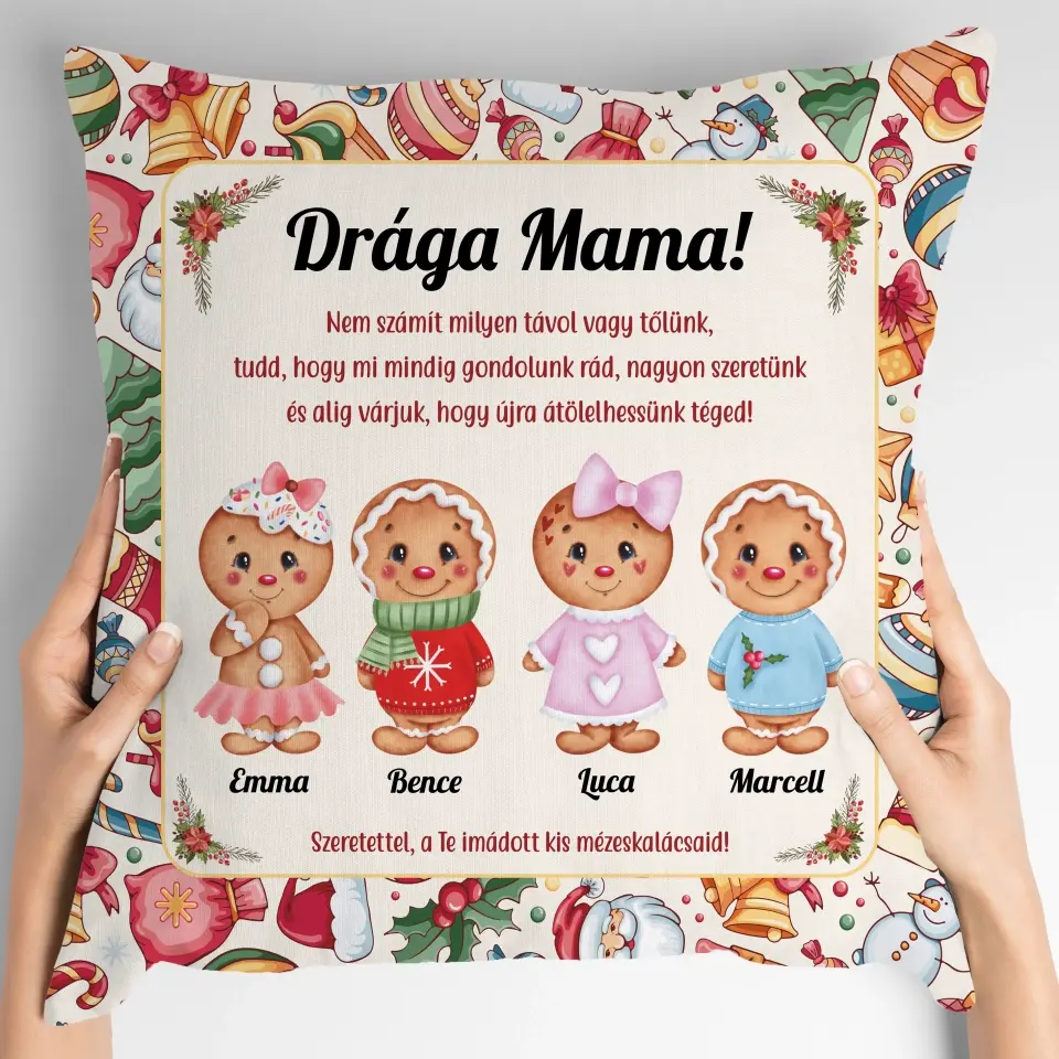 Karácsonyi mézeskalácsos párna mamának