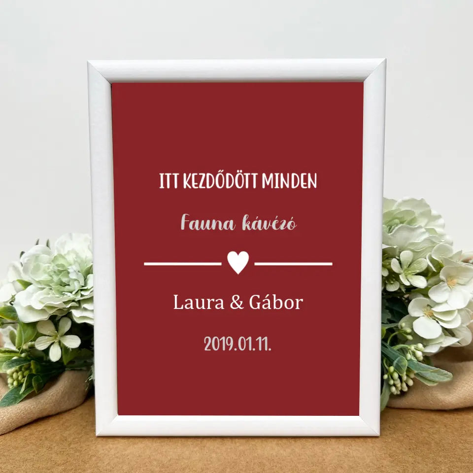 Szerelmünk kezdete kép, romantikus ajándék