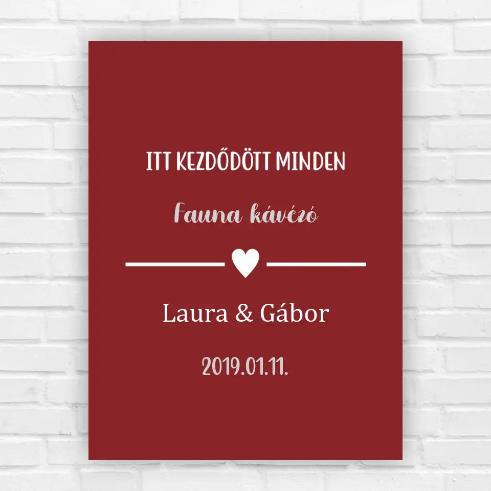 Szerelmünk kezdete kép, romantikus ajándék pároknak