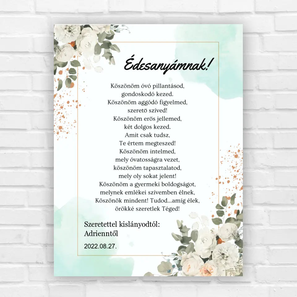 Örömanya szülőköszöntő ajándék – falikép édesanyáknak, örömanya ajándék