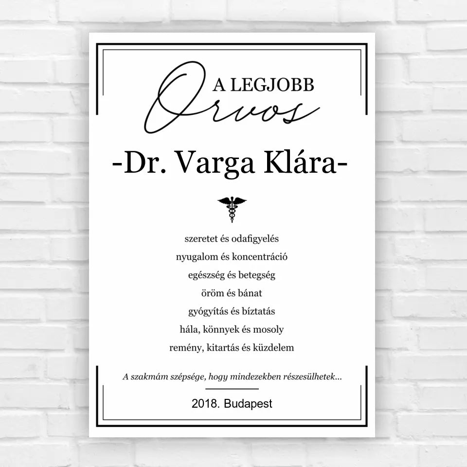 köszönetajándék orvosnak falikép