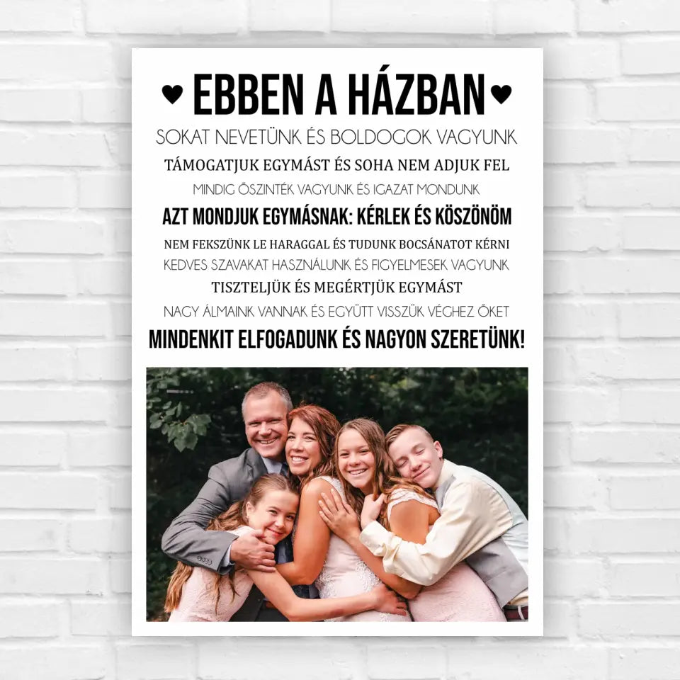 Ebben a házban - saját fényképes, családi kép, egyedi ajándék