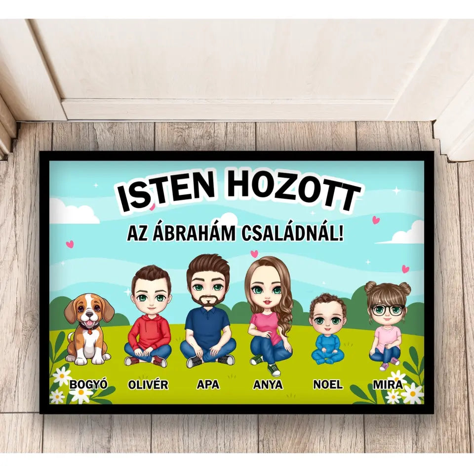 Egyedi családos lábtörlő
