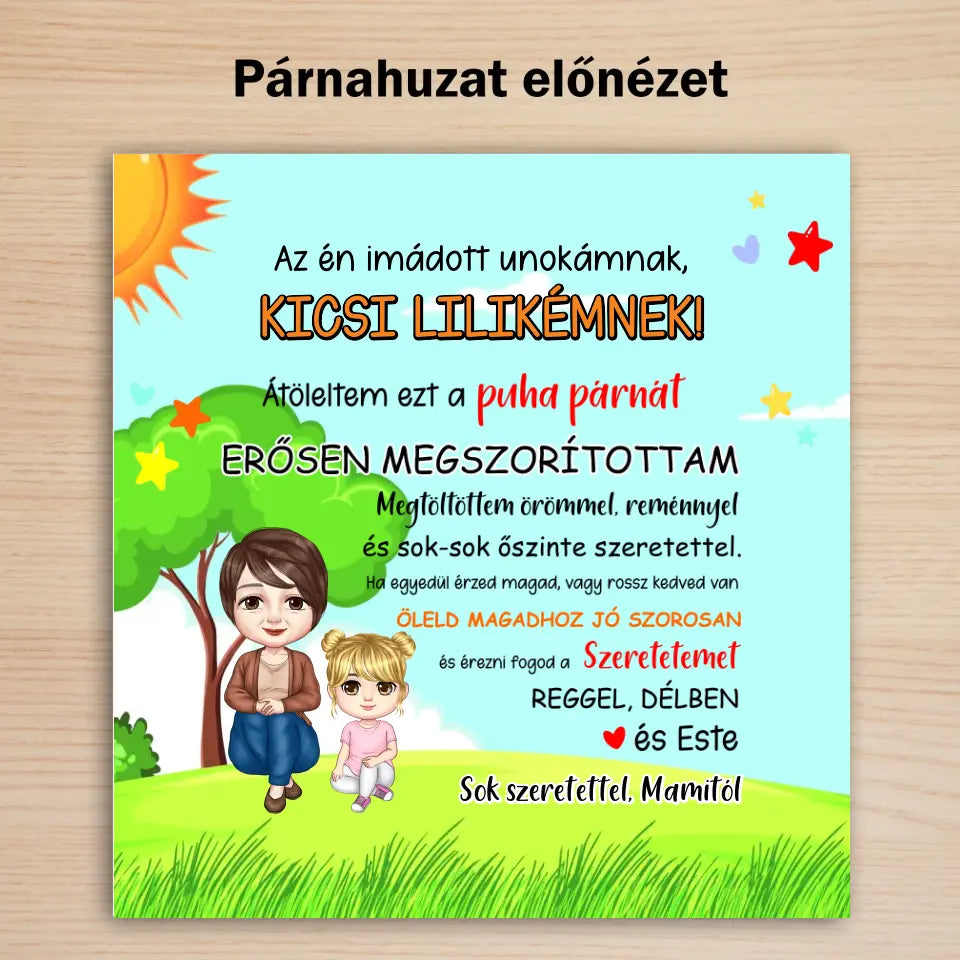 Nagymamás ajándék párna kisunokáknak