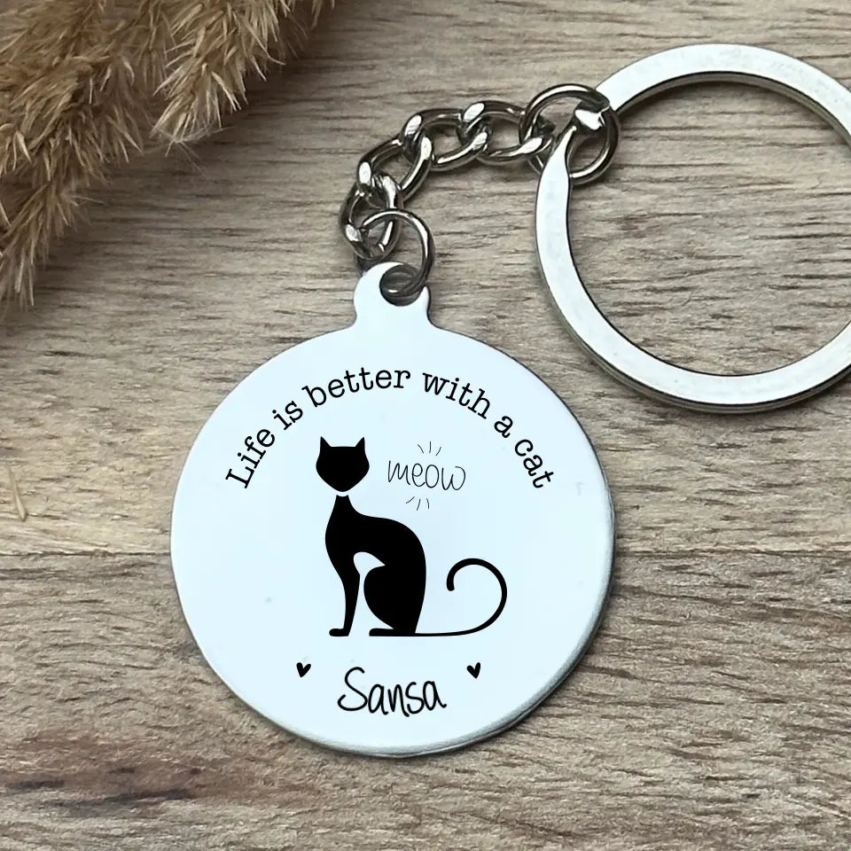 Cicás ajándék kulcstartó gravírozással, egyedi ajándék