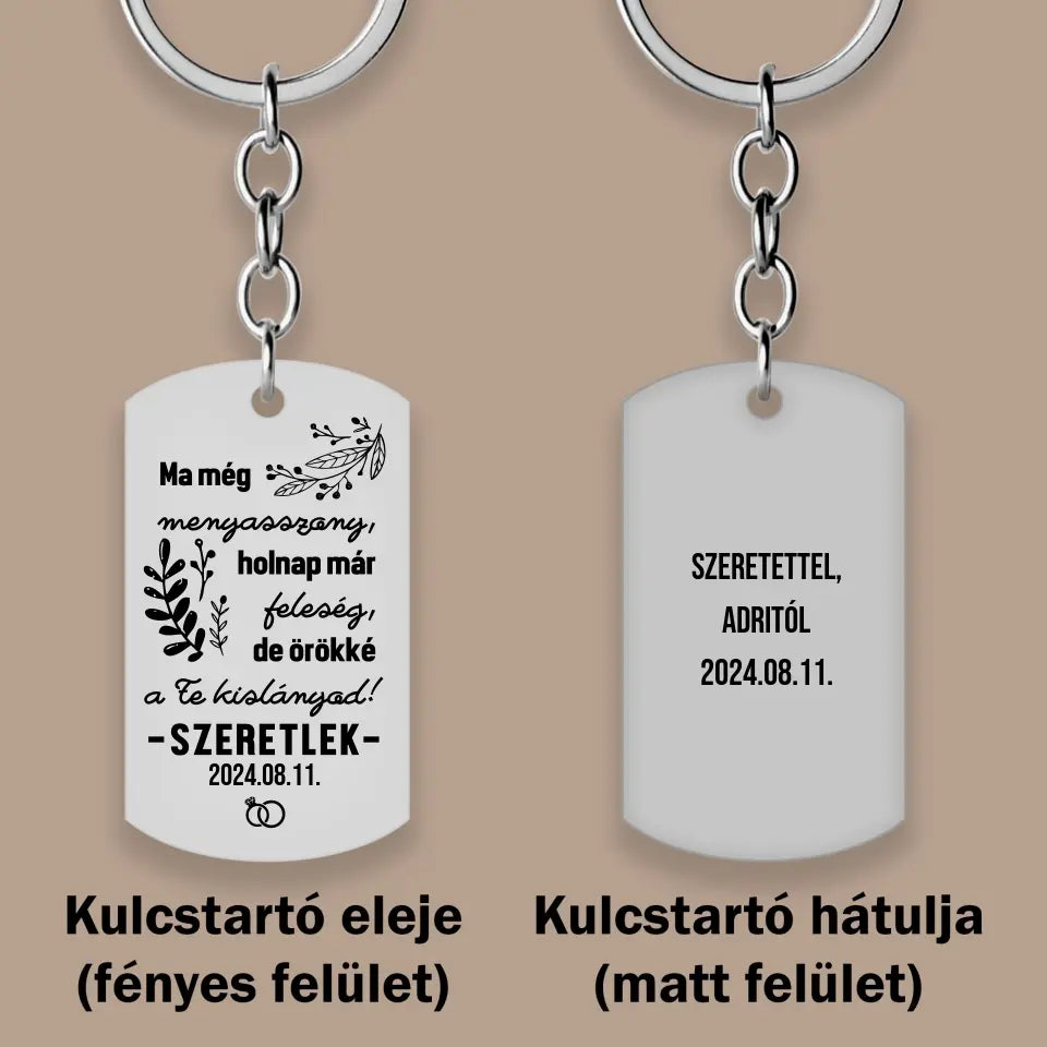 Örömapa ajándék kulcstartó, esküvői ajándék