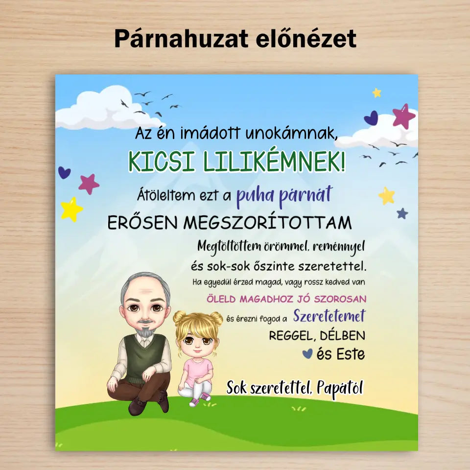 Vidám nagypapás párna unokáknak