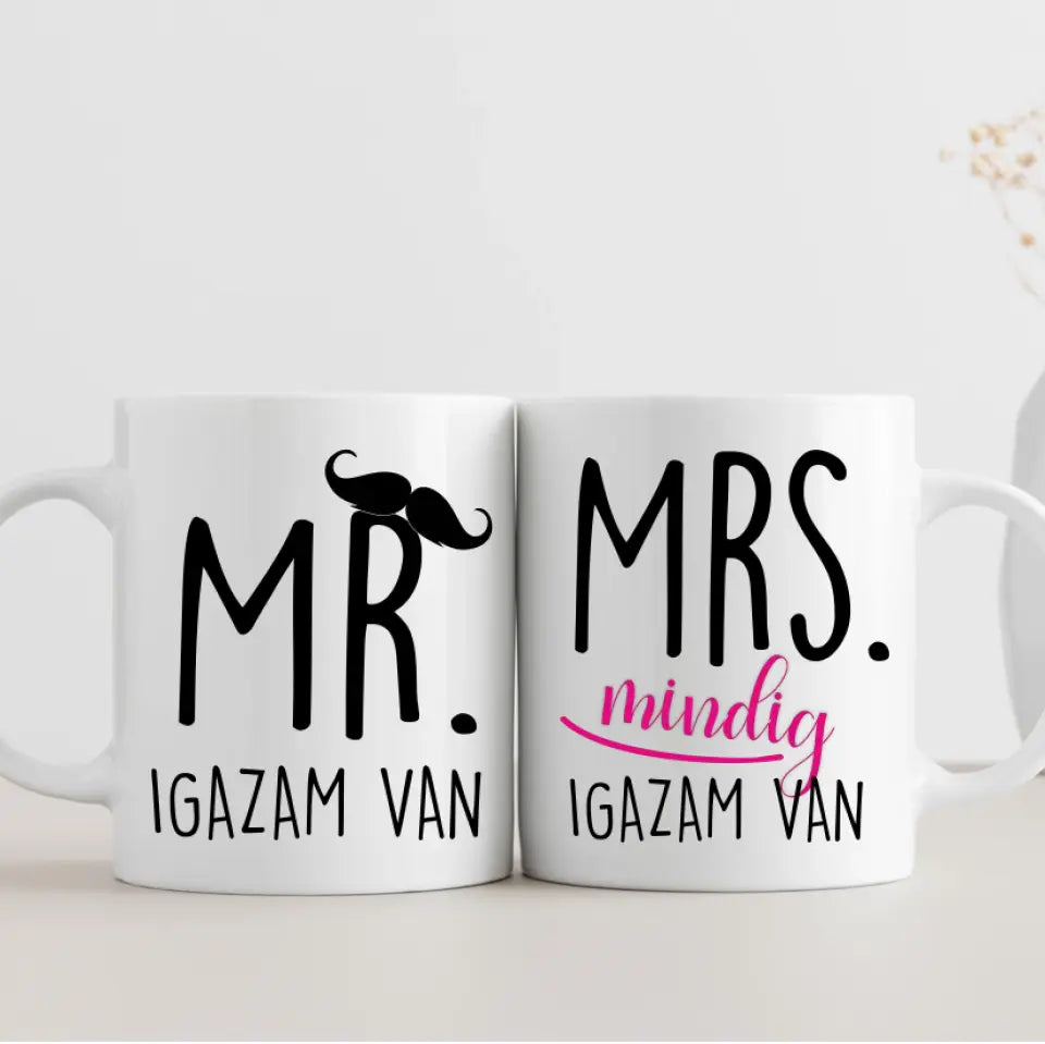Mr. és Mrs. mindig igazam van bögre pár