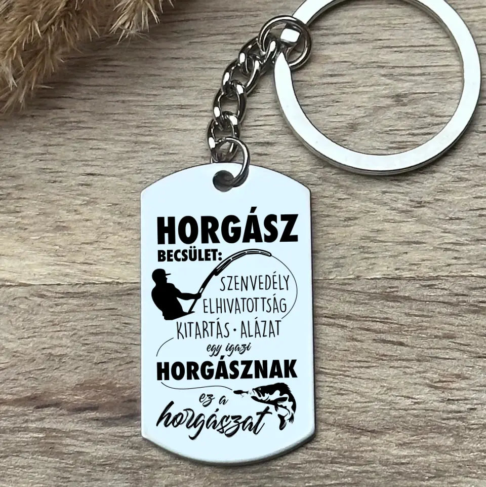 Horgász becsület – horgászos kulcstartó férfiaknak-