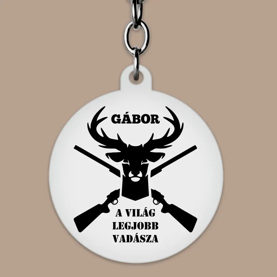 Kulcstartó vadászoknak, szarvasos grafikával